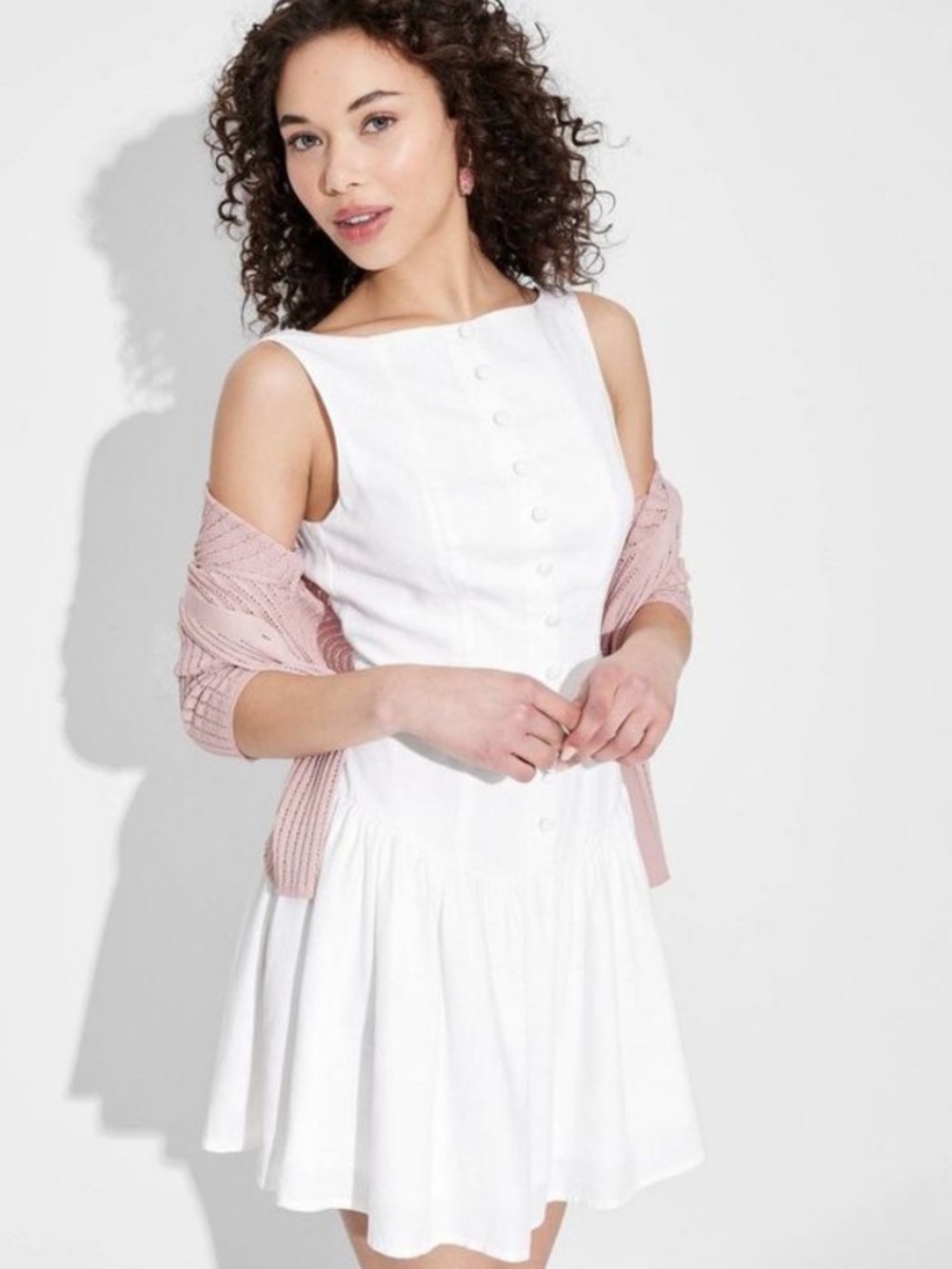 Target Wild Fable White Drop Waist Mini Dress
